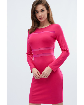 Міні сукня з прозорими вставками кольору малина 32694, Колір: Малина, Розмір: XS