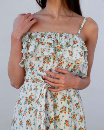 Літній сарафан із рюшами 48389, Колір: Помаранчевий, Розмір: XS