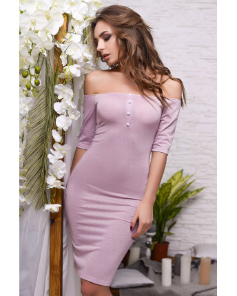 Повсякденна трикотажна сукня на ґудзиках 33099, Колір: Рожевий, Розмір: S