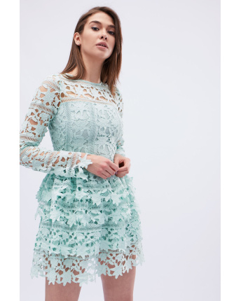 Ажурное мини платье цвета мята 32699, Цвет: Мята, Размер: XS