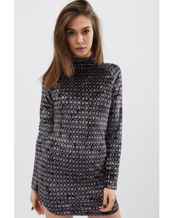 Мини платье из велюра с оригинальным узором 30542, Цвет: Малина, Размер: XS