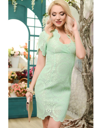 Асиметрична м'ятна сукня з квітковими вирізами 33103, Колір: М'ята, Розмір: S