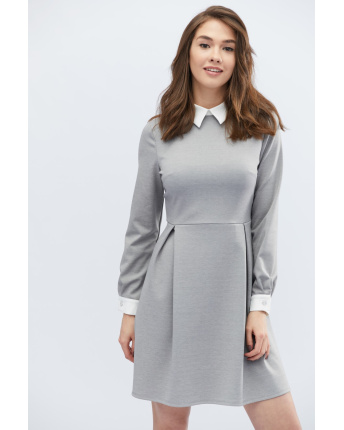 Сукня з відкладним коміром та манжетами кольору сірий 32600, Колір: Сірий, Розмір: L