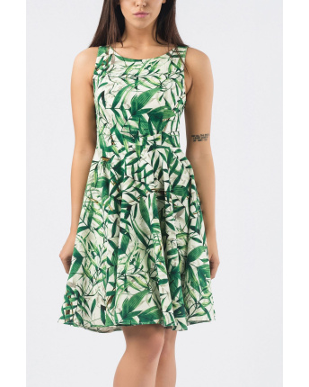 Літня сукня з бавовни 33371, Колір: Зелений, Розмір: XS
