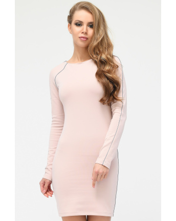 Платье с контрастным кантом 34734, Цвет: Пудровый, Размер: XS