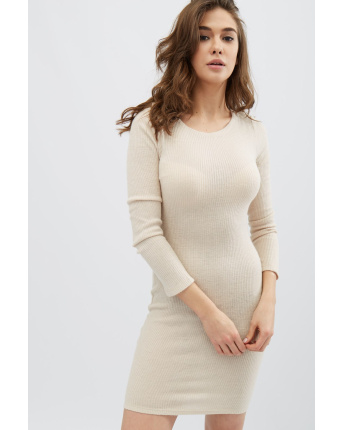 Трикотажна сукня з мереживною спинкою 31920, Колір: Пудровий, Розмір: XS