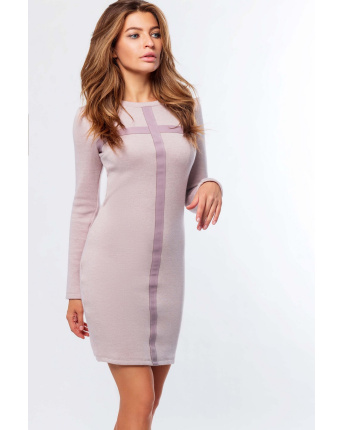 Облягаюча пудрова сукня з ангори 34742, Колір: Пудровий, Розмір: XS