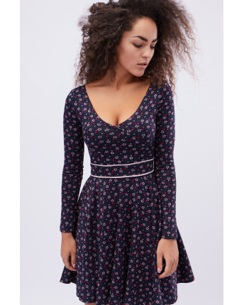 Синя сукня в квітку 32607, Колір: Синій, Розмір: XS