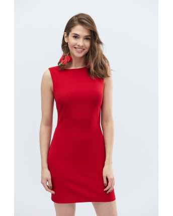 Червона сукня-футляр з вирізами на спині 32671, Колір: Червоний, Розмір: L