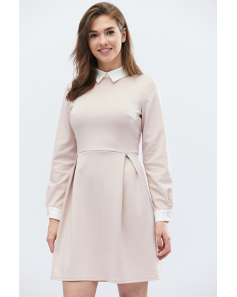 Рожева сукня з відкладним коміром та манжетами 32648, Колір: Світло-рожевий, Розмір: S