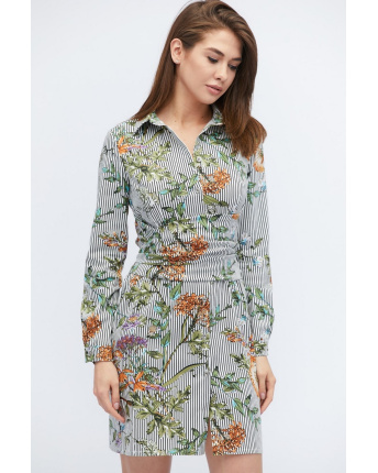 Платье-рубашка с цветочным принтом 32826, Цвет: Серый, Размер: XS
