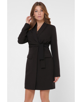 Черное платье-пиджак на запАх 36111, Цвет: Черный, Размер: L