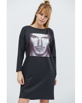Сукня оверсайз із принтом Девід Бекхем 32329, Колір: Чорний, Розмір: XS
