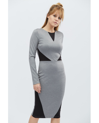Трикотажное платье футляр 32335, Цвет: Серый, Размер: XS