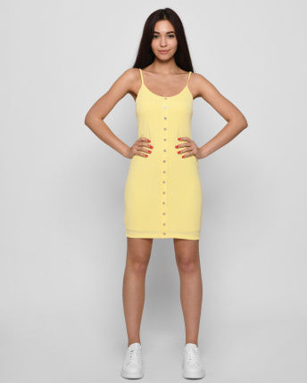 Красивое летнее платье без рукавов 26207, Цвет: Жёлтый, Размер: M