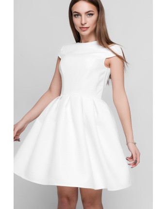 Сукня з розкльошеним низом і відкритою спиною з бантом 33020, Колір: Молочний, Розмір: XS