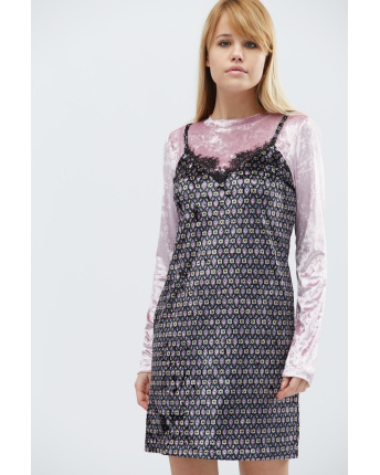 Комбінована сукня з візерунком кольору рожевий 28792, Колір: Рожевий, Розмір: XS