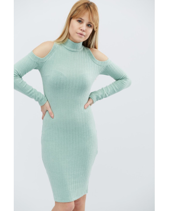 Демісезонна сукня з коміром і розрізами на плечах 32316, Колір: М'ята, Розмір: S