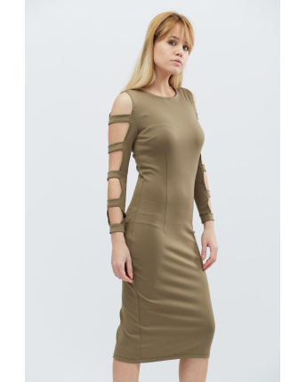 Сукня футляр з розрізами на рукавах 32319, Колір: Хакі, Розмір: XS