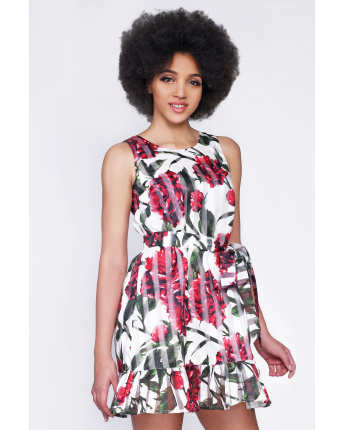 Літня сукня з квітами і оборкою 35309, Колір: Мультиколор, Розмір: XS