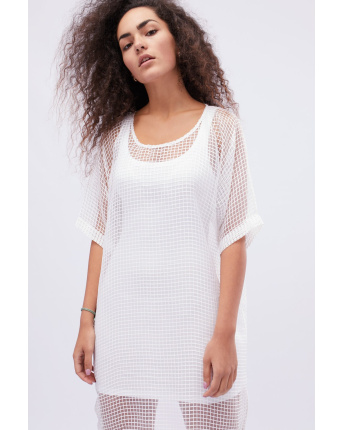 Біла сукня з сітки 32629, Колір: Білий, Розмір: XS