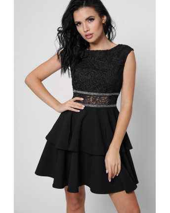 Коктейльна чорна сукня бебі-дол 36328, Колір: Чорний, Розмір: XS