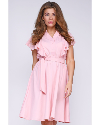 Літня сукня з рюшами 35735, Колір: Пудровий, Розмір: XS