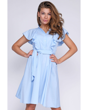 Літня сукня з рюшами 35736, Колір: Блакитний, Розмір: XS