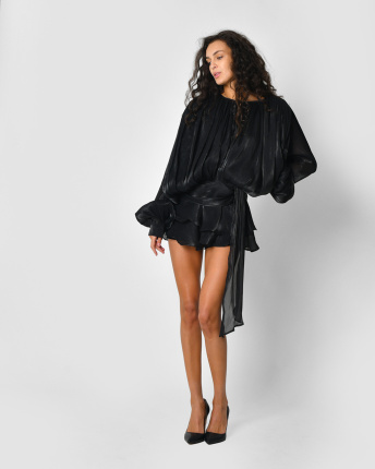 Жіноча чорна преміум сукня з драпіруванням 57122, Колір: Чорний, Розмір: S, зображення 3