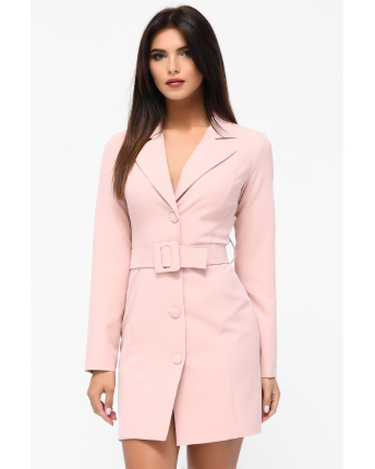 Рожева сукня-піджак із поясом 34120, Колір: Світло-рожевий, Розмір: XS