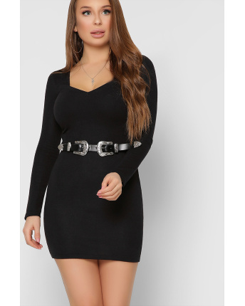 Коротка чорна сукня з ангори 36622, Колір: Чорний, Розмір: XS