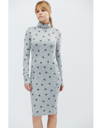 Сукня з малюнком птахів і зручними кишенями 28852, Колір: Св. Сірий, Розмір: XS