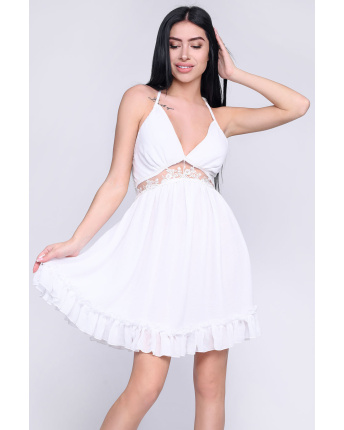 Біла сукня на літо 35851, Колір: Молочний, Розмір: M