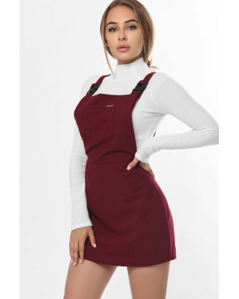 Cукня-комбінезон із кишенею колір марсала 36264, Колір: Бургунді, Розмір: L