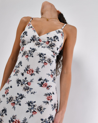 Молочна сукня максі з квітковим принтом і розрізом 56169, Колір: Молочний, Розмір: XS, зображення 4