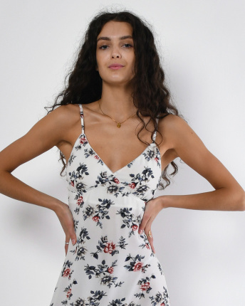 Молочна сукня максі з квітковим принтом і розрізом 56169, Колір: Молочний, Розмір: XS, зображення 11