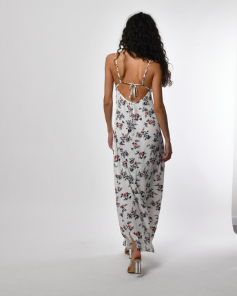 Молочна сукня максі з квітковим принтом і розрізом 56169, Колір: Молочний, Розмір: XS, зображення 12