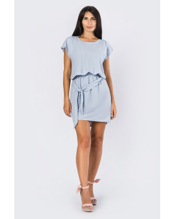 Легкое голубое платье мини 33901, Цвет: Голубой, Размер: XS