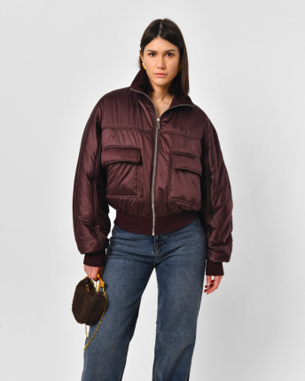 Бомбер жіночий з кишенями X-Woyz LS-8962-16 57280, Колір: Бургунді, Розмір: S