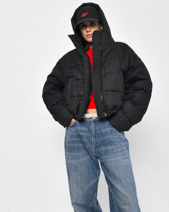 Чорна демісезонна куртка 55452, Колір: Чорний, Розмір: M