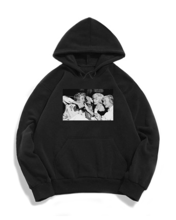 Женский худи с принтом Девушки с вином, черный 42883, Цвет: Черный, Размер: XL