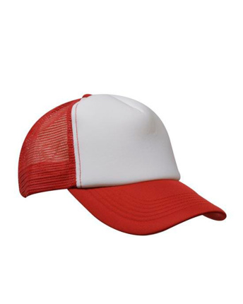 Кепка-тракер унисекс с сеткой, белый-красный 56230, Цвет: Красный, Размер: ONE SIZE