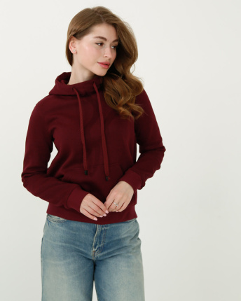 Женское худи с капюшоном цвет марсала 31981, Цвет: Бургунди, Размер: XS