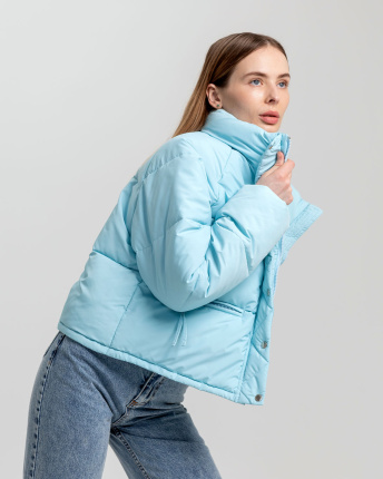 Демісезонна блакитна куртка oversize 55738, Колір: Блакитний, Розмір: XS