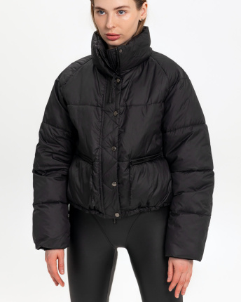 Демісезонна чорна куртка oversize 55740, Колір: Чорний, Розмір: XS