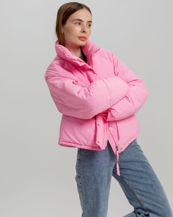 Демісезонна рожева куртка oversize 55741, Колір: Рожевий, Розмір: S