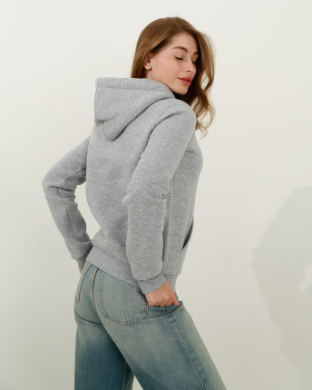 Женское серое худи с капюшоном 29966, Цвет: Серый, Размер: XS