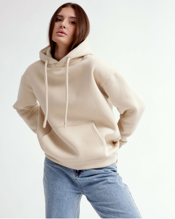 Худі oversize унісекс (чоловічий/жіночий), світло-бежевий 55816, Колір: Світлий бежевий, Розмір: M