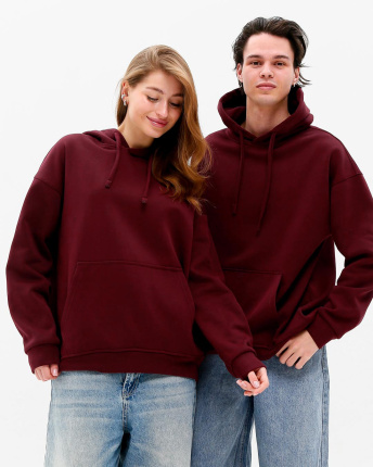 Худи унисекс цвета марсала 55807, Цвет: Бургунди, Размер: S
