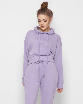 Сиреневое свободное худи с капюшоном 41789, Цвет: Лавандовый, Размер: M